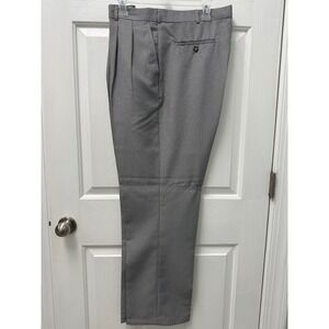 Haband Executive Division Mens Houndstooth Pleated Dress Pants Black White 38x32